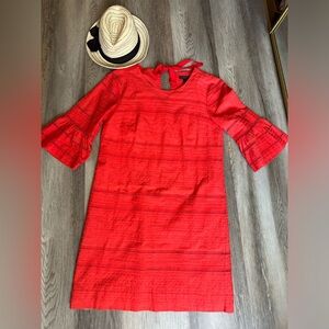 J Crew Flutter-sleeve Shift Dress in Eyelet Coral Sz 4